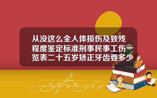 从没这么全人体损伤及致残程度鉴定标准刑事民事工伤一览表二十五岁矫正牙齿要多少钱