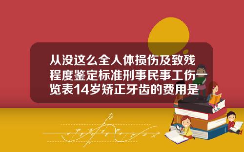 从没这么全人体损伤及致残程度鉴定标准刑事民事工伤一览表14岁矫正牙齿的费用是多少