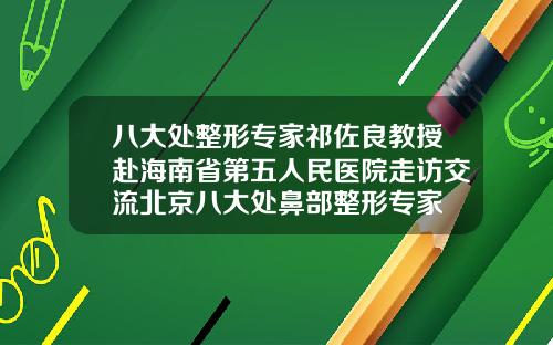 八大处整形专家祁佐良教授赴海南省第五人民医院走访交流北京八大处鼻部整形专家