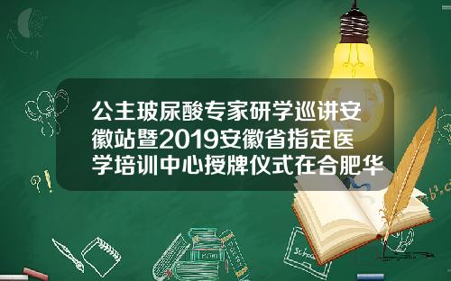 公主玻尿酸专家研学巡讲安徽站暨2019安徽省指定医学培训中心授牌仪式在合肥华美圆满举办公主玻尿酸目前价格