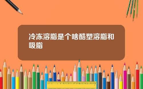 冷冻溶脂是个啥酷塑溶脂和吸脂