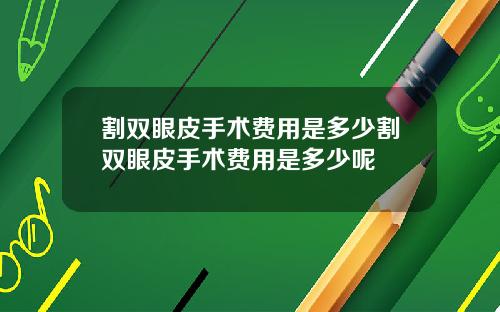 割双眼皮手术费用是多少割双眼皮手术费用是多少呢