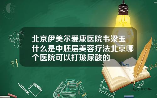 北京伊美尔爱康医院韦梁玉什么是中胚层美容疗法北京哪个医院可以打玻尿酸的