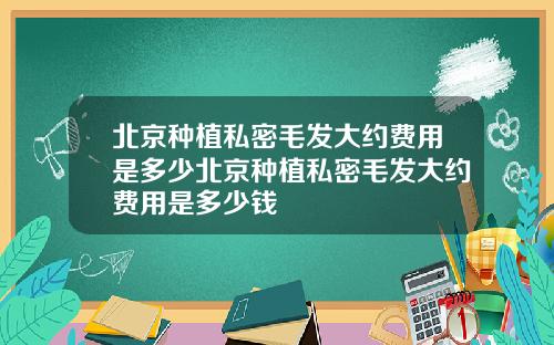 北京种植私密毛发大约费用是多少北京种植私密毛发大约费用是多少钱