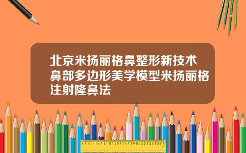 北京米扬丽格鼻整形新技术鼻部多边形美学模型米扬丽格注射隆鼻法