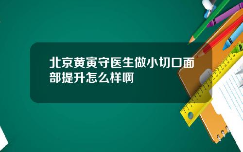 北京黄寅守医生做小切口面部提升怎么样啊