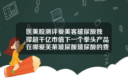医美股测评爱美客玻尿酸独撑超千亿市值下一个拳头产品在哪爱芙莱玻尿酸玻尿酸的费用高吗