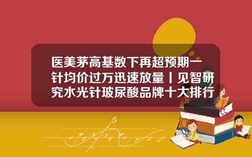 医美茅高基数下再超预期一针均价过万迅速放量丨见智研究水光针玻尿酸品牌十大排行榜价格