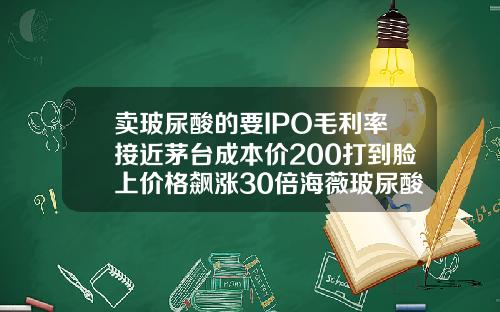 卖玻尿酸的要IPO毛利率接近茅台成本价200打到脸上价格飙涨30倍海薇玻尿酸打一针多少钱