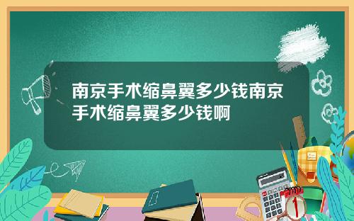 南京手术缩鼻翼多少钱南京手术缩鼻翼多少钱啊