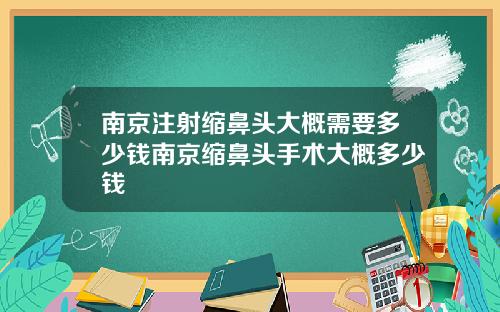南京注射缩鼻头大概需要多少钱南京缩鼻头手术大概多少钱