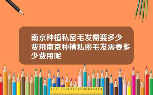 南京种植私密毛发需要多少费用南京种植私密毛发需要多少费用呢