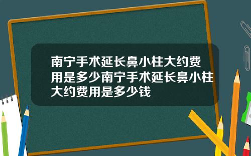 南宁手术延长鼻小柱大约费用是多少南宁手术延长鼻小柱大约费用是多少钱