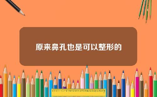 原来鼻孔也是可以整形的