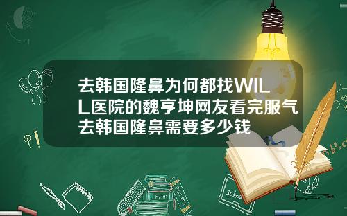 去韩国隆鼻为何都找WILL医院的魏亨坤网友看完服气去韩国隆鼻需要多少钱
