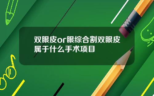 双眼皮or眼综合割双眼皮属于什么手术项目