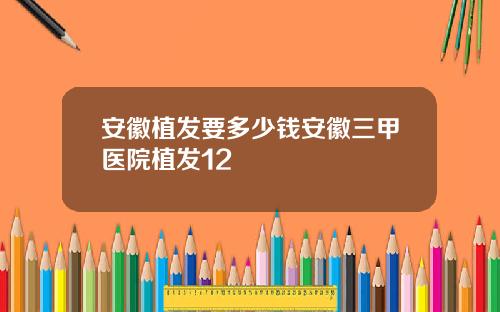 安徽植发要多少钱安徽三甲医院植发12