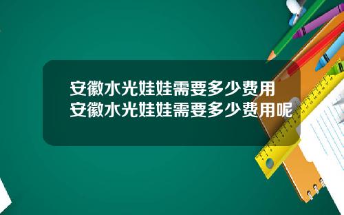 安徽水光娃娃需要多少费用安徽水光娃娃需要多少费用呢