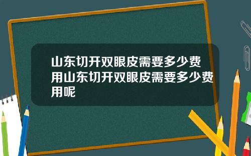 山东切开双眼皮需要多少费用山东切开双眼皮需要多少费用呢
