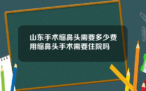 山东手术缩鼻头需要多少费用缩鼻头手术需要住院吗