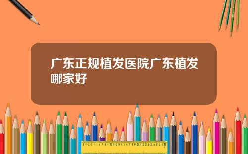 广东正规植发医院广东植发哪家好