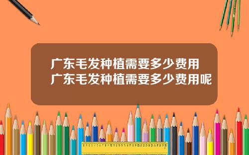 广东毛发种植需要多少费用广东毛发种植需要多少费用呢