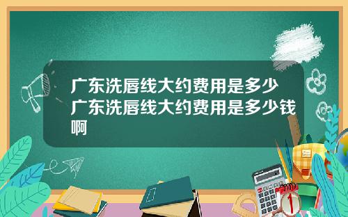 广东洗唇线大约费用是多少广东洗唇线大约费用是多少钱啊