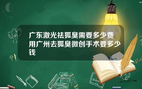 广东激光祛狐臭需要多少费用广州去狐臭微创手术要多少钱
