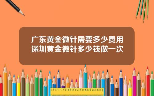 广东黄金微针需要多少费用深圳黄金微针多少钱做一次