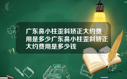 广东鼻小柱歪斜矫正大约费用是多少广东鼻小柱歪斜矫正大约费用是多少钱