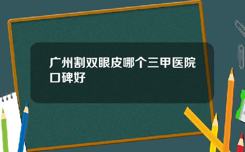 广州割双眼皮哪个三甲医院口碑好