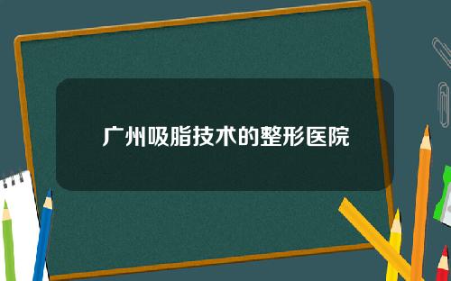 广州吸脂技术的整形医院