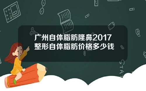 广州自体脂肪隆鼻2017整形自体脂肪价格多少钱