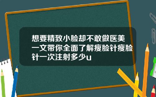 想要精致小脸却不敢做医美一文带你全面了解瘦脸针瘦脸针一次注射多少u