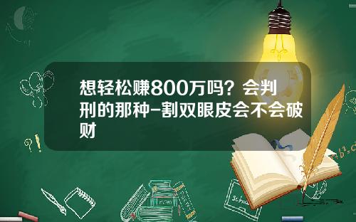 想轻松赚800万吗？会判刑的那种-割双眼皮会不会破财