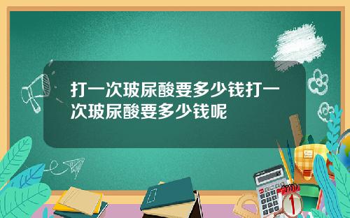 打一次玻尿酸要多少钱打一次玻尿酸要多少钱呢