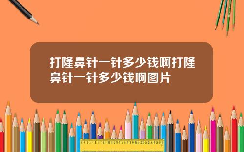 打隆鼻针一针多少钱啊打隆鼻针一针多少钱啊图片