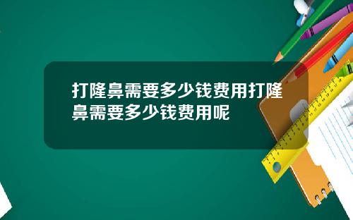 打隆鼻需要多少钱费用打隆鼻需要多少钱费用呢