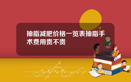 抽脂减肥价格一览表抽脂手术费用贵不贵