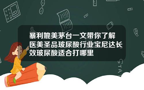 暴利媲美茅台一文带你了解医美圣品玻尿酸行业宝尼达长效玻尿酸适合打哪里