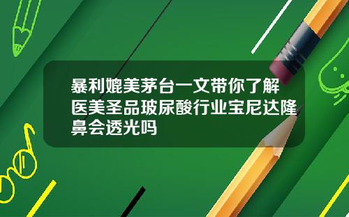 暴利媲美茅台一文带你了解医美圣品玻尿酸行业宝尼达隆鼻会透光吗