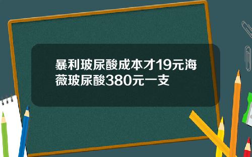 暴利玻尿酸成本才19元海薇玻尿酸380元一支