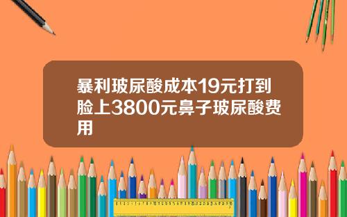 暴利玻尿酸成本19元打到脸上3800元鼻子玻尿酸费用