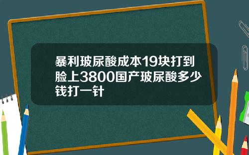 暴利玻尿酸成本19块打到脸上3800国产玻尿酸多少钱打一针