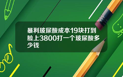 暴利玻尿酸成本19块打到脸上3800打一个玻尿酸多少钱