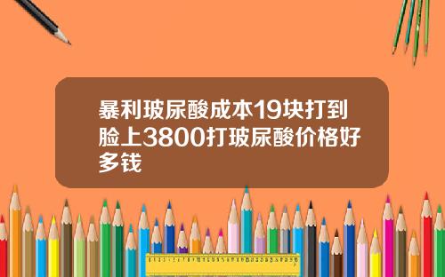 暴利玻尿酸成本19块打到脸上3800打玻尿酸价格好多钱