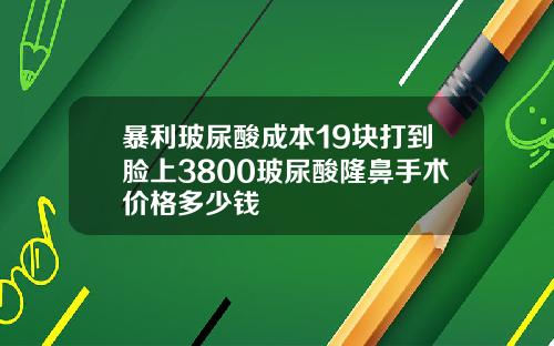 暴利玻尿酸成本19块打到脸上3800玻尿酸隆鼻手术价格多少钱