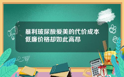 暴利玻尿酸爱美的代价成本低廉价格却如此高昂