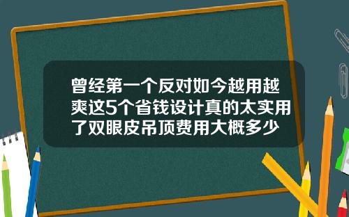 曾经第一个反对如今越用越爽这5个省钱设计真的太实用了双眼皮吊顶费用大概多少