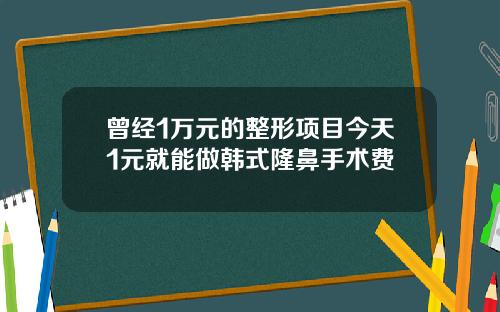 曾经1万元的整形项目今天1元就能做韩式隆鼻手术费